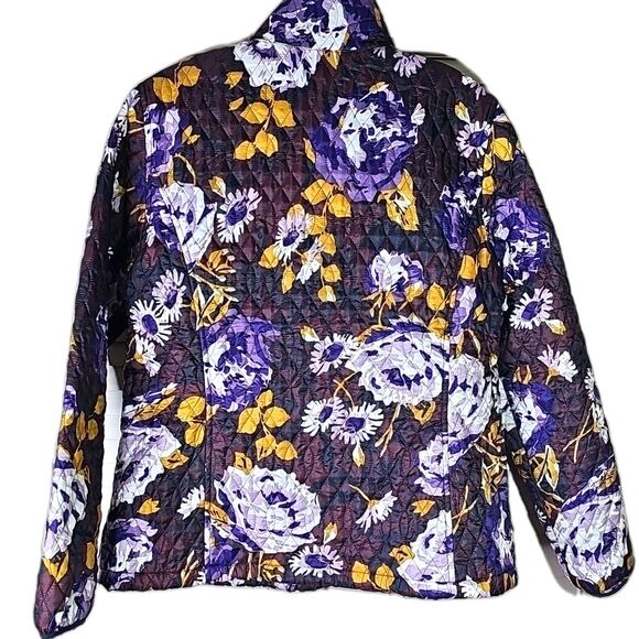 Spring Jacket By Lands End Floral Multicolor Front Side Slip Zip Pockets Size M - Picture 3 of 5